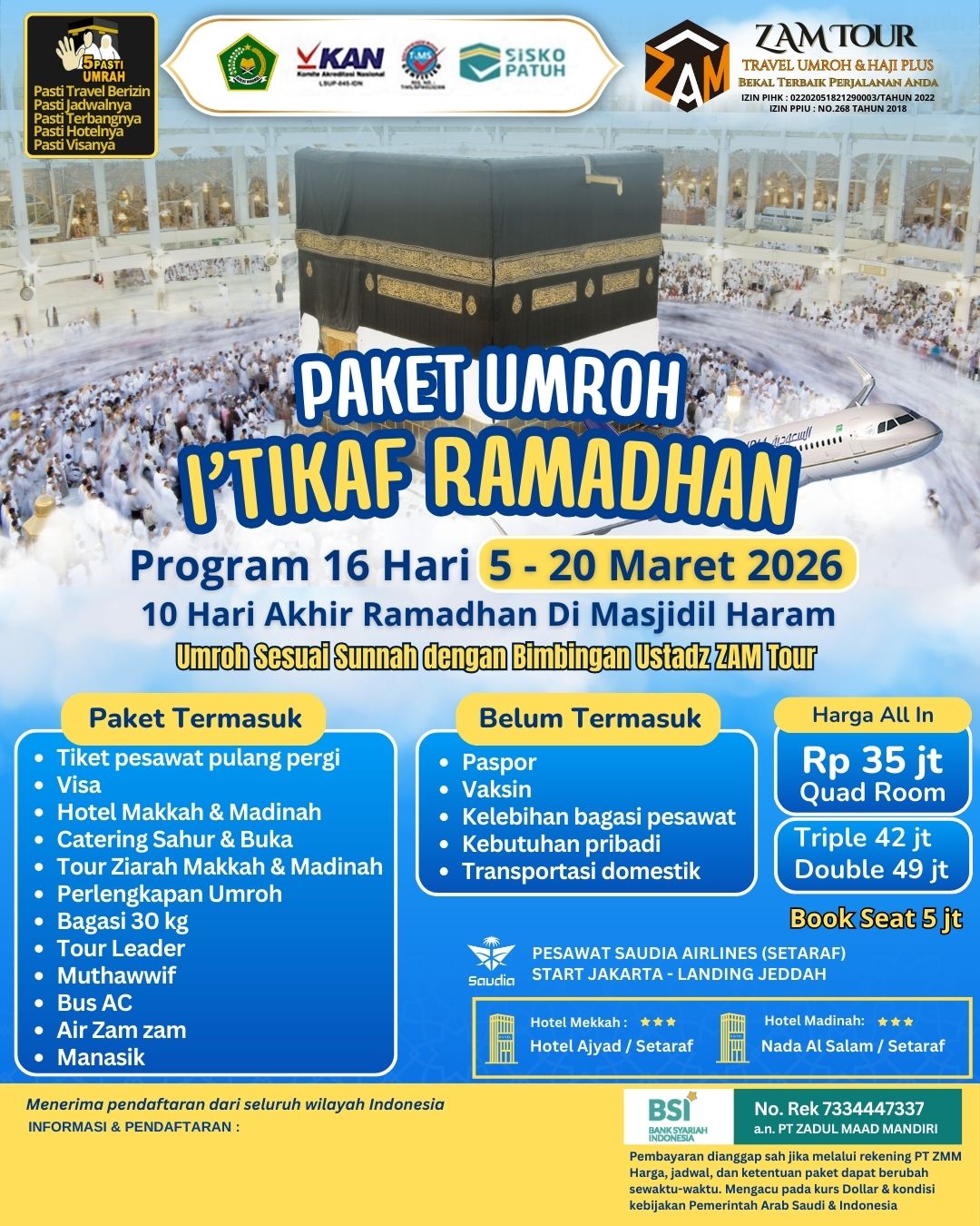 Umroh I'tikaf Ramadhan 1447 H